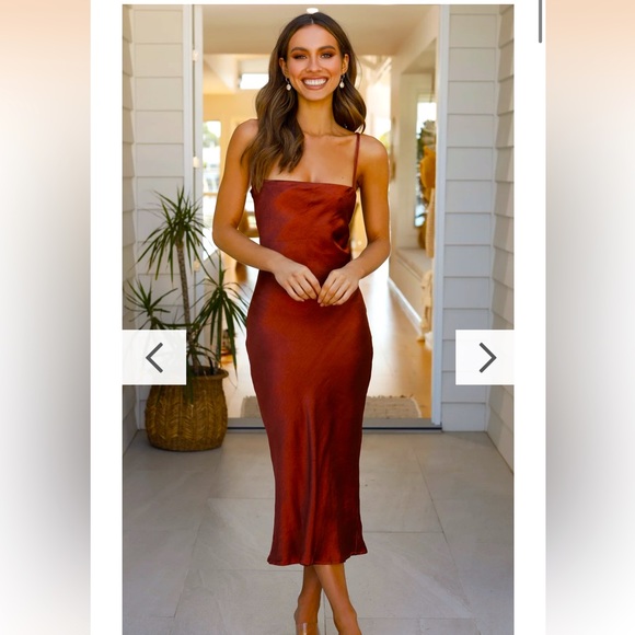 Billy J Keira Midi Dress, Rust, Small/Medium - Picture 2 of 4